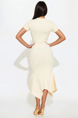 Women's Ribbed Viscose Midi Dress — Short Sleeve | Yvezi — 15