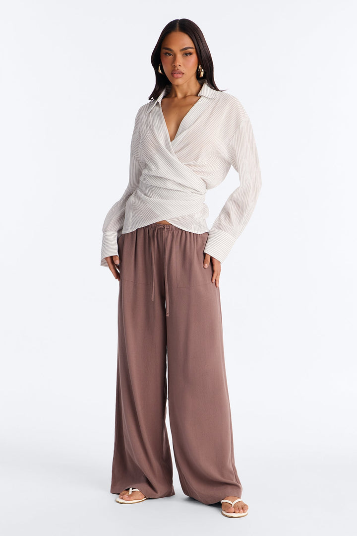 Women's Pinstripe Cotton Blouse | Yvezi — 2
