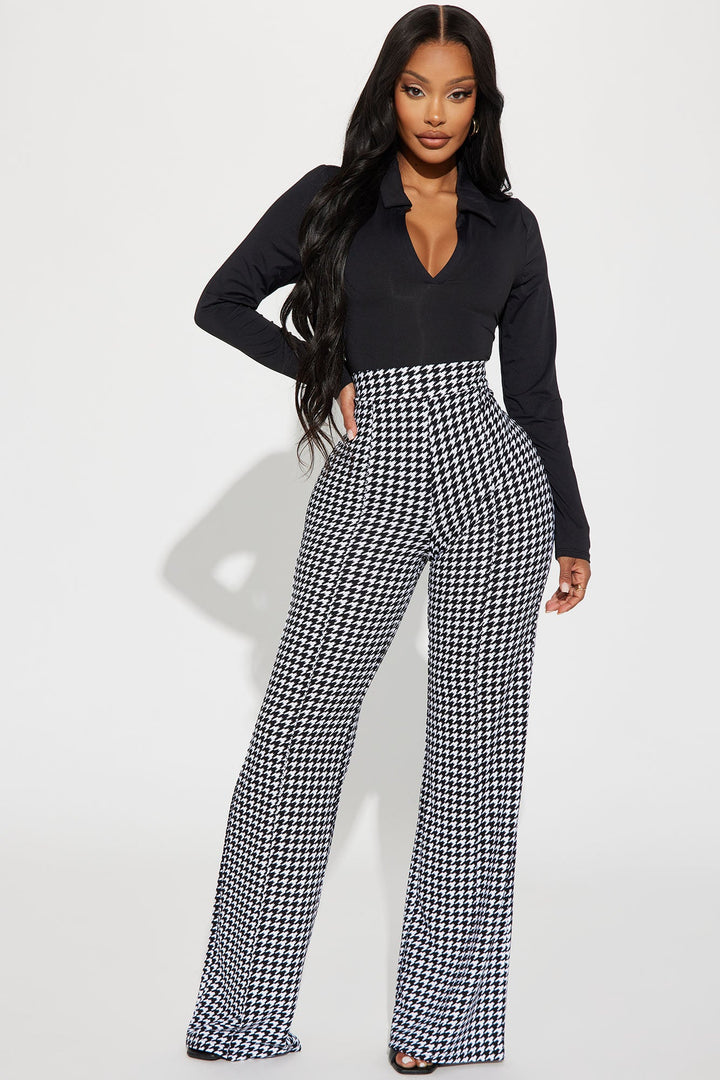 Women's Houndstooth Pants — Wide Leg | Yvezi — 1