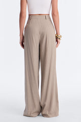Women's Pleated Wide Leg Cotton Pants | Yvezi — 4