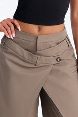 Women's Wide Leg Pants — Button Front | Yvezi — 11