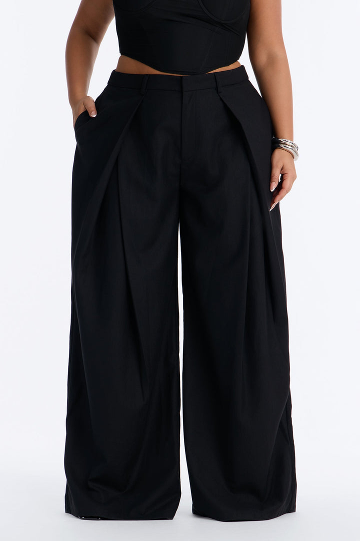 Women's Pleated Wide Leg Pants | Yvezi — 2