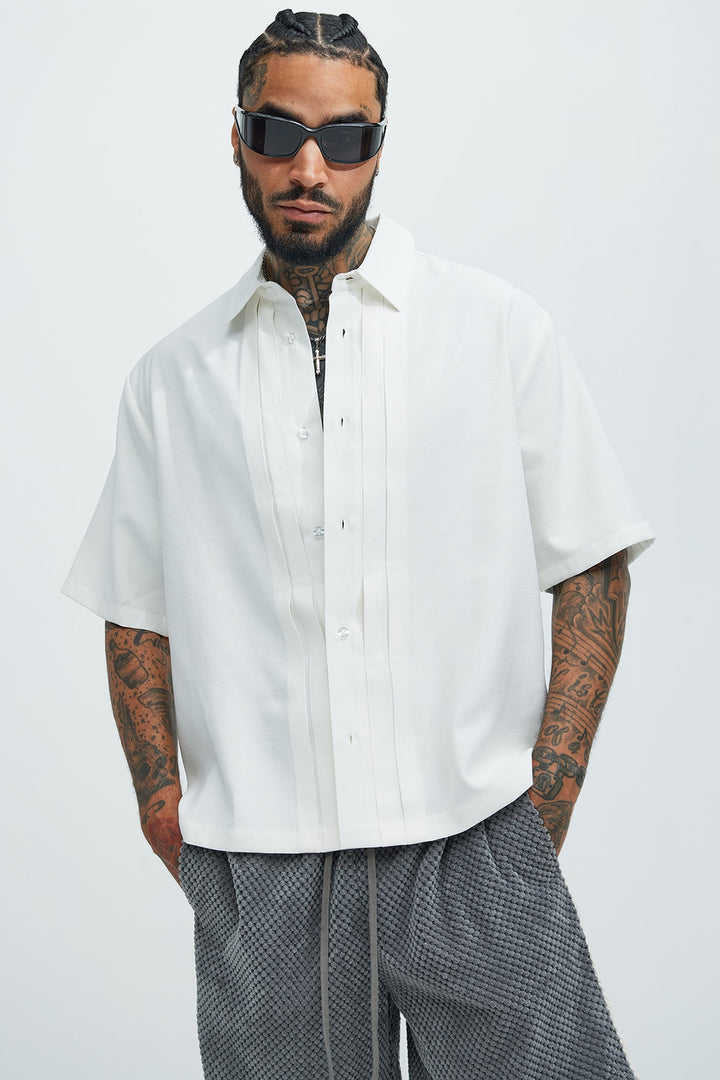 Men's Pleated Viscose Shirt — Short Sleeve | Yvezi — 1