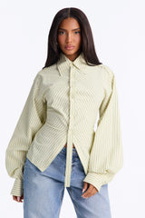 Women's Striped Poplin Cotton Shirt | Yvezi — 10