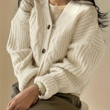 Fern | Women's Cable-Knit Button-Front Chunky Cardigan — view 1