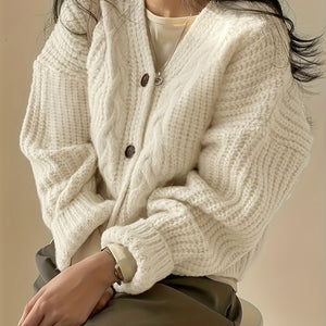 Fern | Women's Cable-Knit Button-Front Chunky Cardigan — view 1