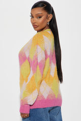 Women's Argyle Cardigan — Button Down, Long Sleeve | Yvezi — 11