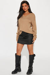 Women's Oversized Knit Sweater — Long Sleeve, Ribbed | Yvezi — 33