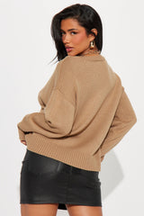 Women's Oversized Knit Sweater — Long Sleeve, Ribbed | Yvezi — 34