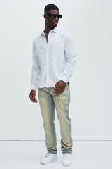 Men's Long Sleeve Cotton Shirt — Button Front | Yvezi — 14