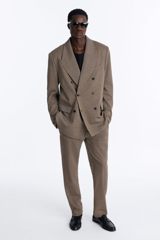 Men's Houndstooth Double-Breasted Blazer — Long Sleeve | Yvezi — 1