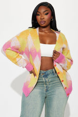 Women's Argyle Cardigan — Button Down, Long Sleeve | Yvezi — 12