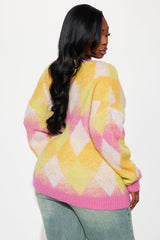 Women's Argyle Cardigan — Button Down, Long Sleeve | Yvezi — 14