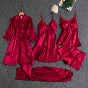 Celestine | 5-Piece Satin Lace Nightwear Set — view 1