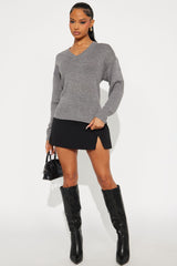 Women's Oversized Knit Sweater — Long Sleeve, Ribbed | Yvezi — 21