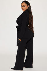 Women's Blazer Set — Long Sleeve, Wide Leg | Yvezi — 3