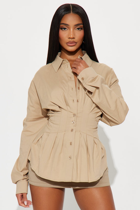 Women's Pleated Poplin Cotton Shirt | Yvezi — 1