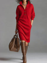 Women's Ribbed Collared Midi Jumper Dress | Winter — view 4