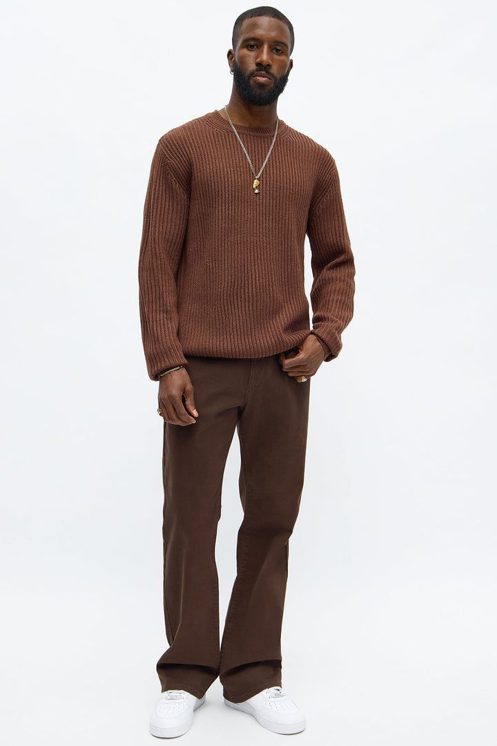 Men's Ribbed Knit Sweater — Long Sleeve, Crew Neck | Yvezi — 2