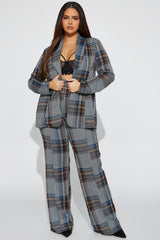 Women's Check Blazer and Pants Set — Wide Leg | Yvezi — 4