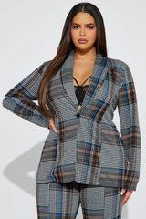 Women's Check Blazer and Pants Set — Wide Leg | Yvezi — 5