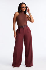 Women's Belted Wide Leg Pants | Yvezi — 41