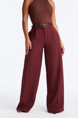 Women's Belted Wide Leg Pants | Yvezi — 42