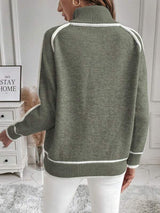Women's Cropped Striped Ribbed Knit Turtleneck Jumper — view 5