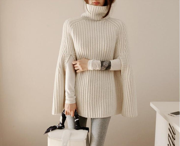 Ingrid | Cape Turtleneck Jumper with Split Sleeves — view 1