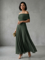 Women's Off-Shoulder Fitted Maxi Wedding Guest Dress — view 7