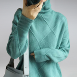 Marcheline | Women's Diamond Knit Turtleneck Jumper — view 8