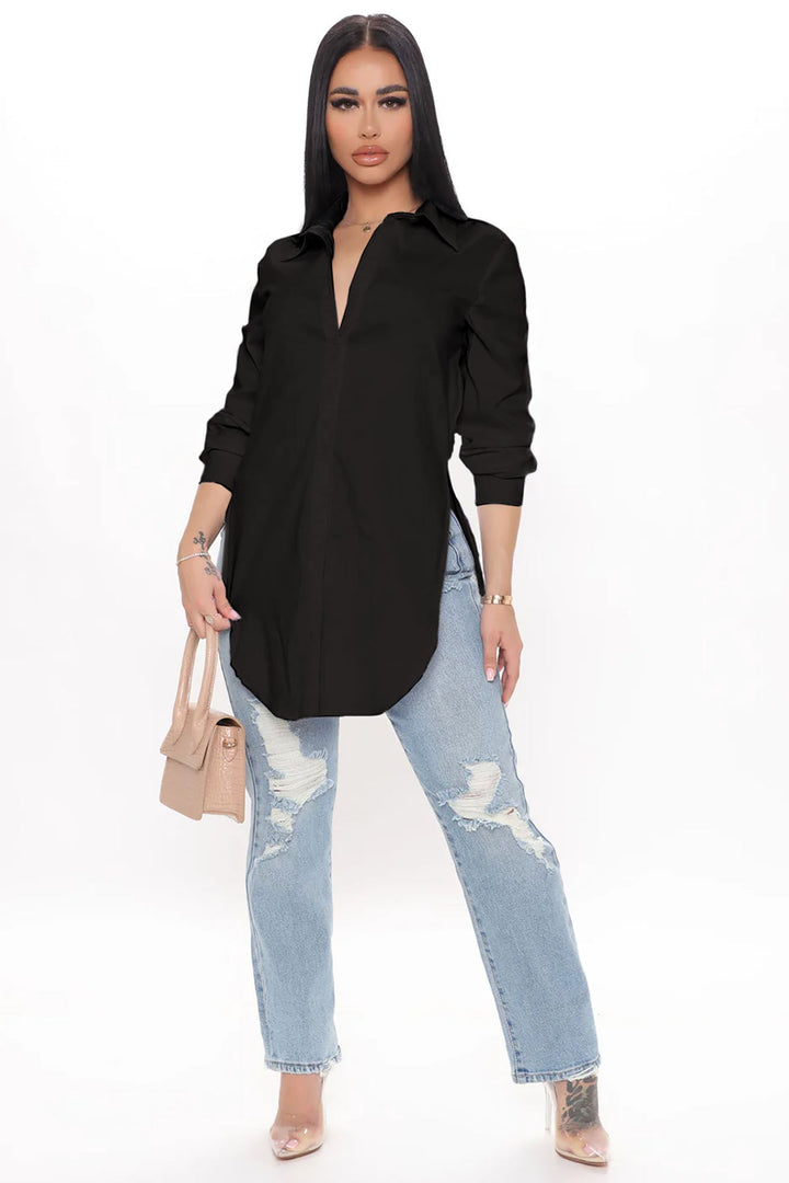 Women's Poplin Cotton Shirt — Button Down, Collared | Yvezi — 2