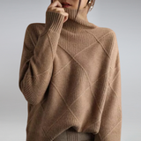 Marcheline | Women's Diamond Knit Turtleneck Jumper — view 5