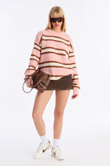 Women's Striped Sweater — Long Sleeve, Crew Neck | Yvezi — 10