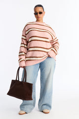 Women's Striped Sweater — Long Sleeve, Crew Neck | Yvezi — 14