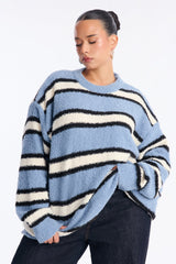 Women's Striped Sweater — Long Sleeve, Crew Neck | Yvezi — 5