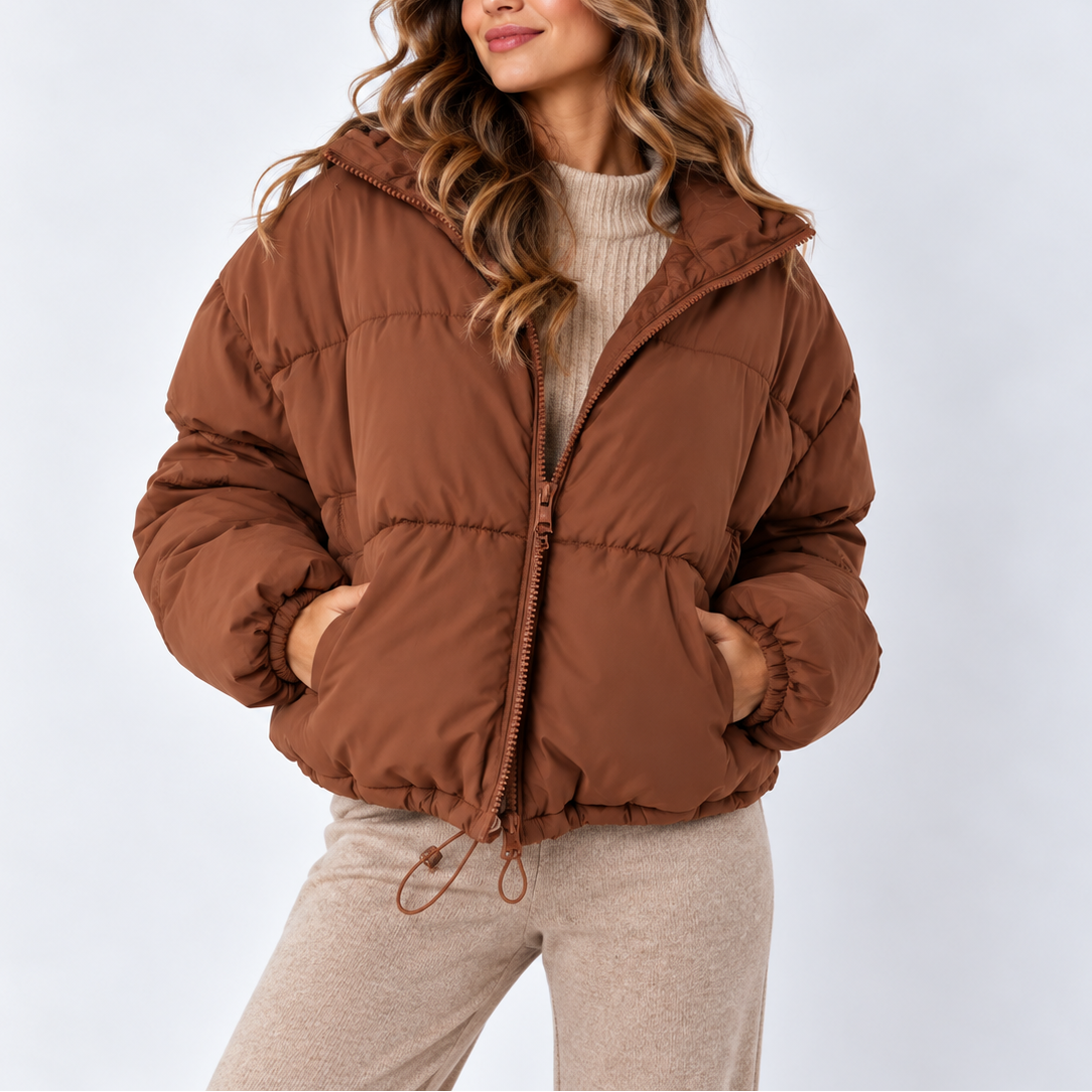 Perdita | Women's Oversized Puffer Jacket with High Collar and Pockets Winter Coat — view 3