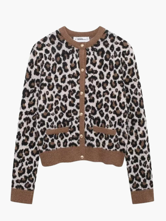 Women's Leopard Print Knit Cardigan | Button Front — view 1
