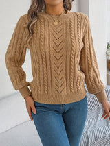 Lowri | Women's Textured Openwork Crew Neck Knit Jumper — view 6