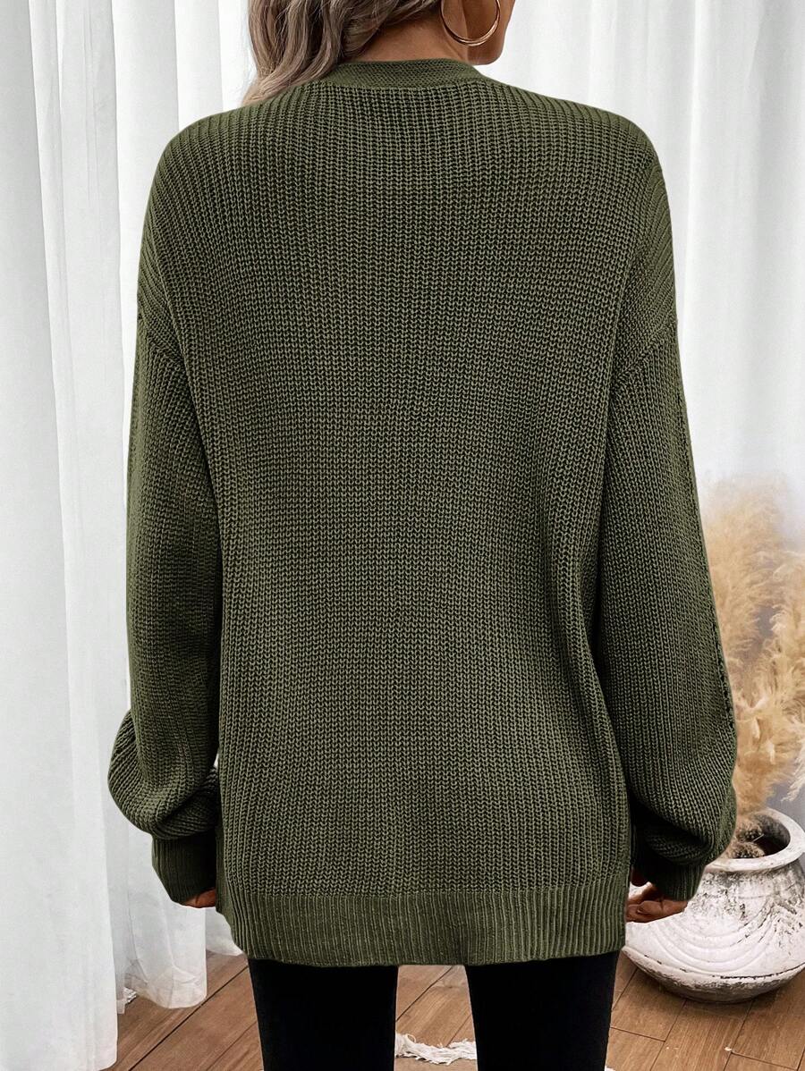 Anneliese | Women's Drop Shoulder Pointelle Knit Cardigan — view 3