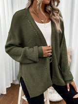 Anneliese | Women's Drop Shoulder Pointelle Knit Cardigan — view 4