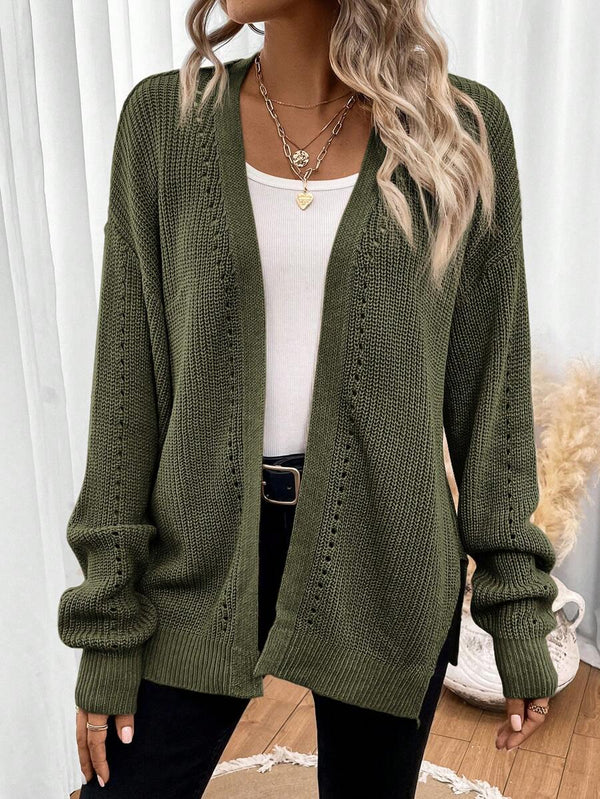 Anneliese | Women's Drop Shoulder Pointelle Knit Cardigan — view 1