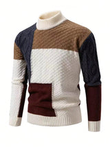 Men's Colourblock Long Sleeve High Neck Jumper in Multicolour, product image 4