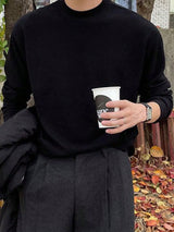 Men's Long Sleeve Crew Neck Jumper - Black
