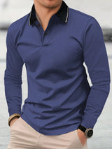 Men's Long Sleeve Polo Shirt in Multicolour, product image 3