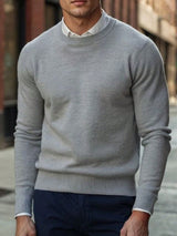 Men's Long Sleeve Crew Neck Jumper - Grey