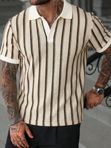 Men's Striped Short Sleeve Polo Shirt in Multicolour, product image 6