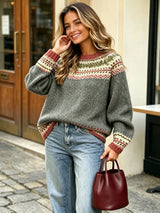 Women's Long Sleeve Crew Neck Jumper in Multicolour, product image 1