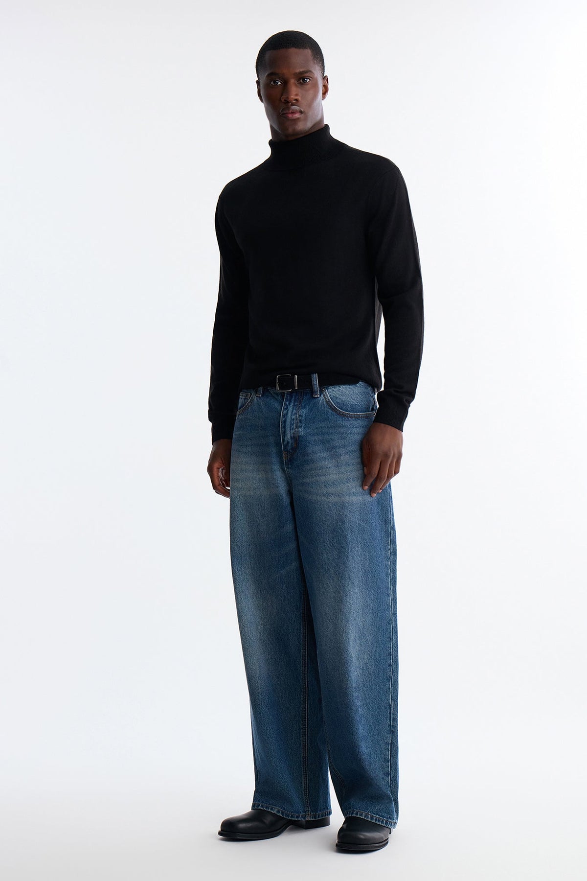 Men's Knit Turtleneck Sweater — Long Sleeve, Ribbed | Yvezi — 2