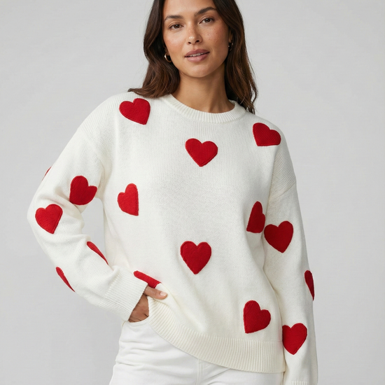 Hallie | Women's Relaxed Heart Motif Jumper — view 1